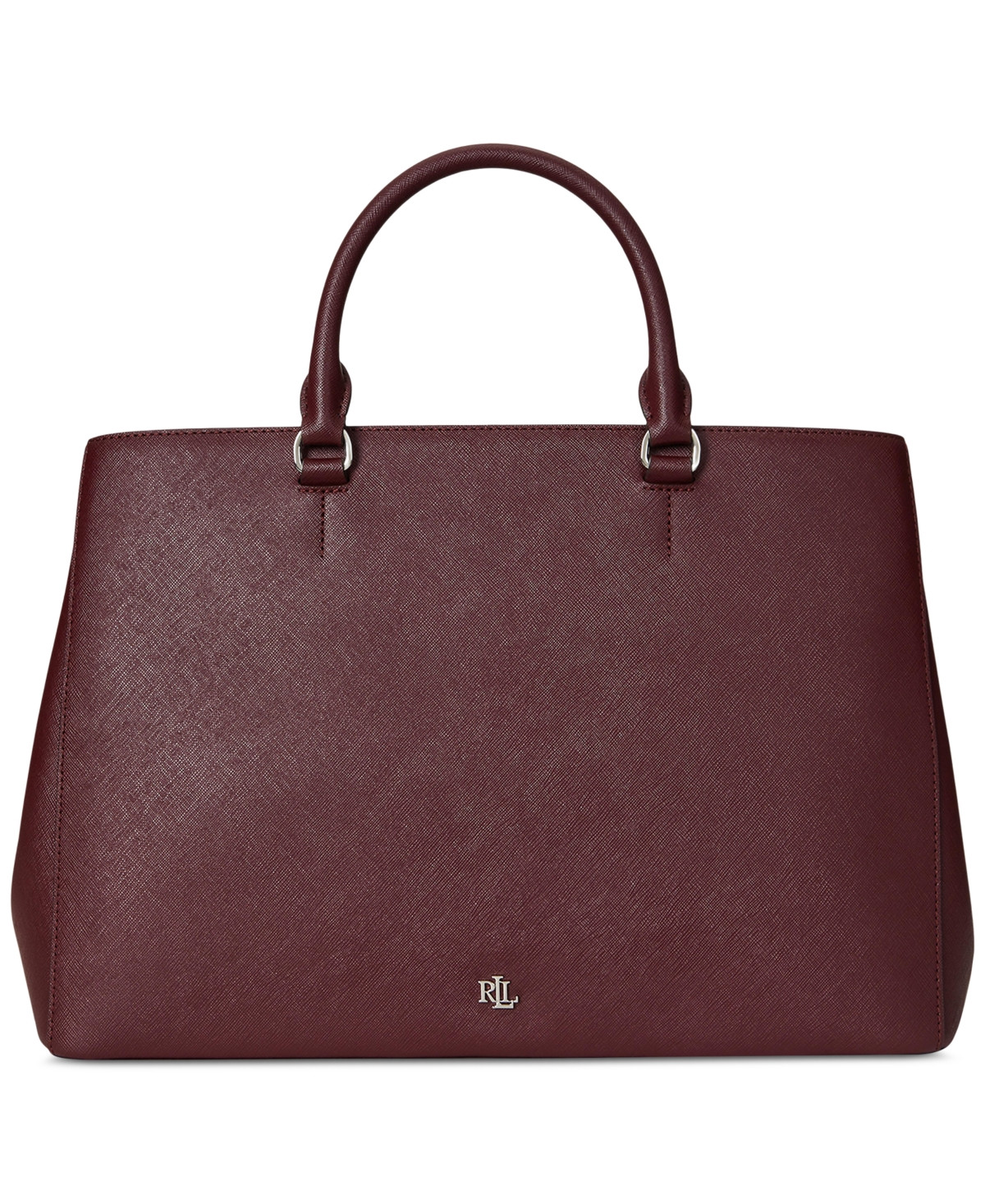 Lauren Ralph Lauren Crosshatch Leather Large Hanna Satchel - Dark Garnet | Macy's