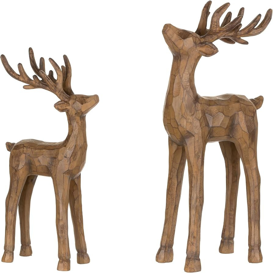 Hanobe Set of 2 Brown Reindeer Christmas Decor Indoor for Table Centerpiece | Amazon (US)