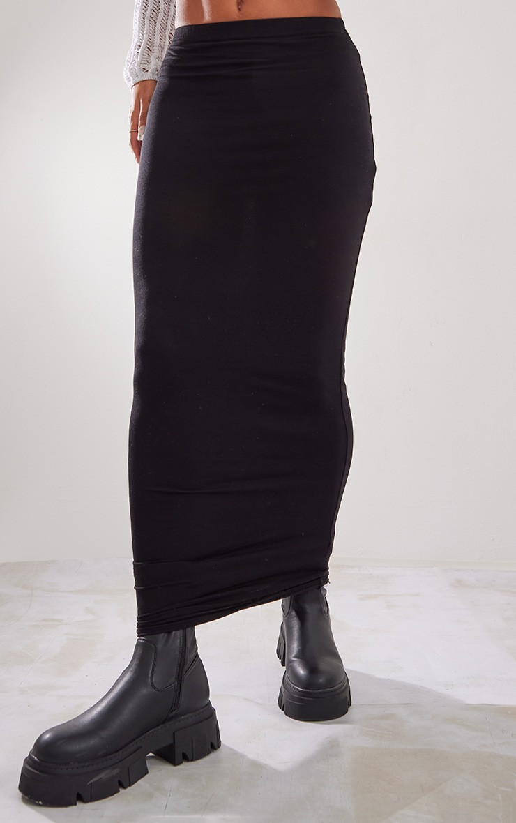 Black Jersey Low Rise Maxi Skirt | PrettyLittleThing US