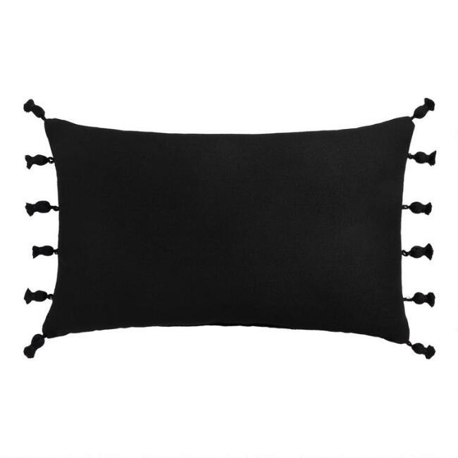 Woven Tasseled Indoor Outdoor Lumbar Pillow | World Market