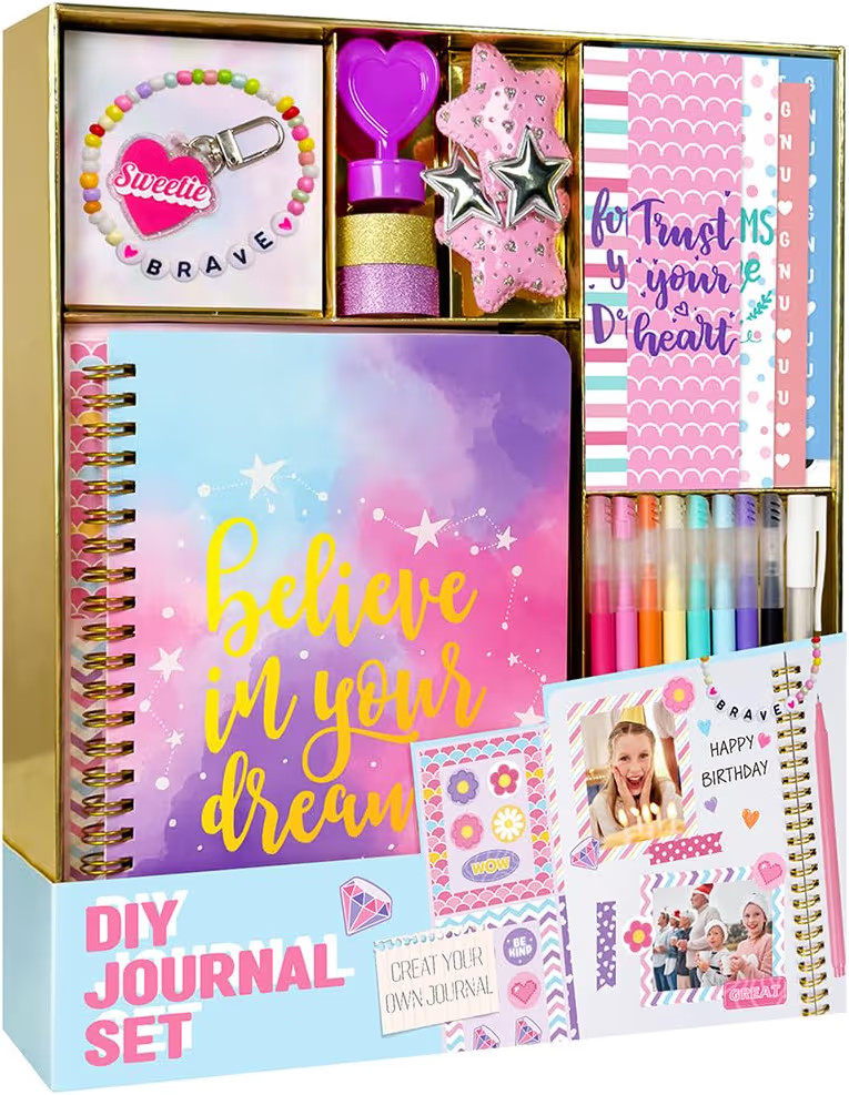 Nollh DIY Journal Kit for Girls - 26PCS Teen Tween Girl Gifts Trendy Stuff, Stocking Stuffers, Sc... | Amazon (US)