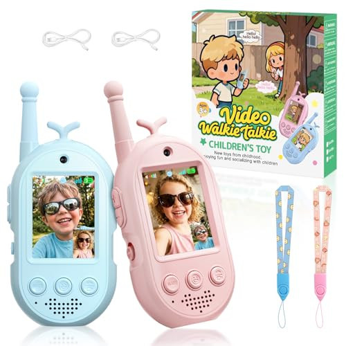 Upgraded Video Walkie Talkies for Kids, 2 Pack Rechargeable Voice/Video Call Kids Walkies Talkies, Toddler Toys for Indoor, Outside, Camping, Hiking, Gift for Boys and Girls Ages 3-12 (Pink/Blue) | Amazon (US)