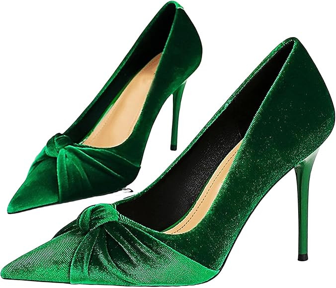 stylewe Velvet Heels for Women, Dressy High Heels with Twist Bow Knot, Stiletto Heels for Women | Amazon (US)