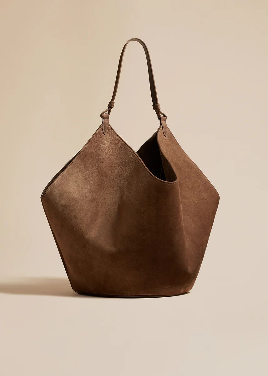 The Medium Lotus Tote in Toffee Suede | Khaite