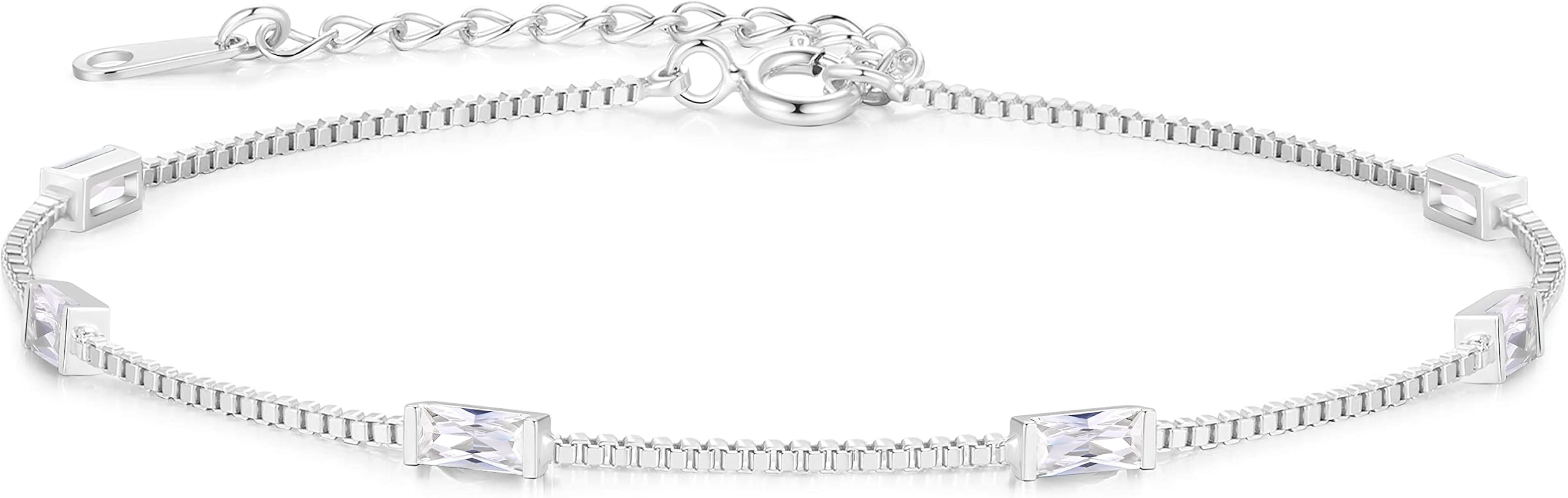LOUISA SECRET Birthstone Bracelets for Women, 925 Sterling Silver Dainty Simple Women Charm Link ... | Amazon (US)