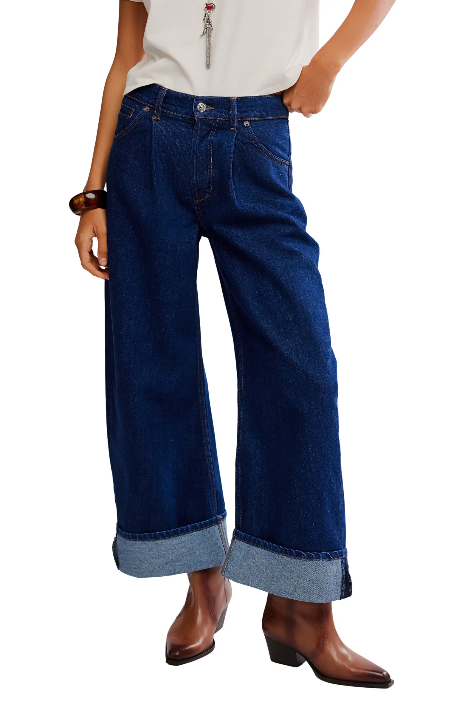 Alia Cuffed High Waist Wide Leg Jeans | Nordstrom