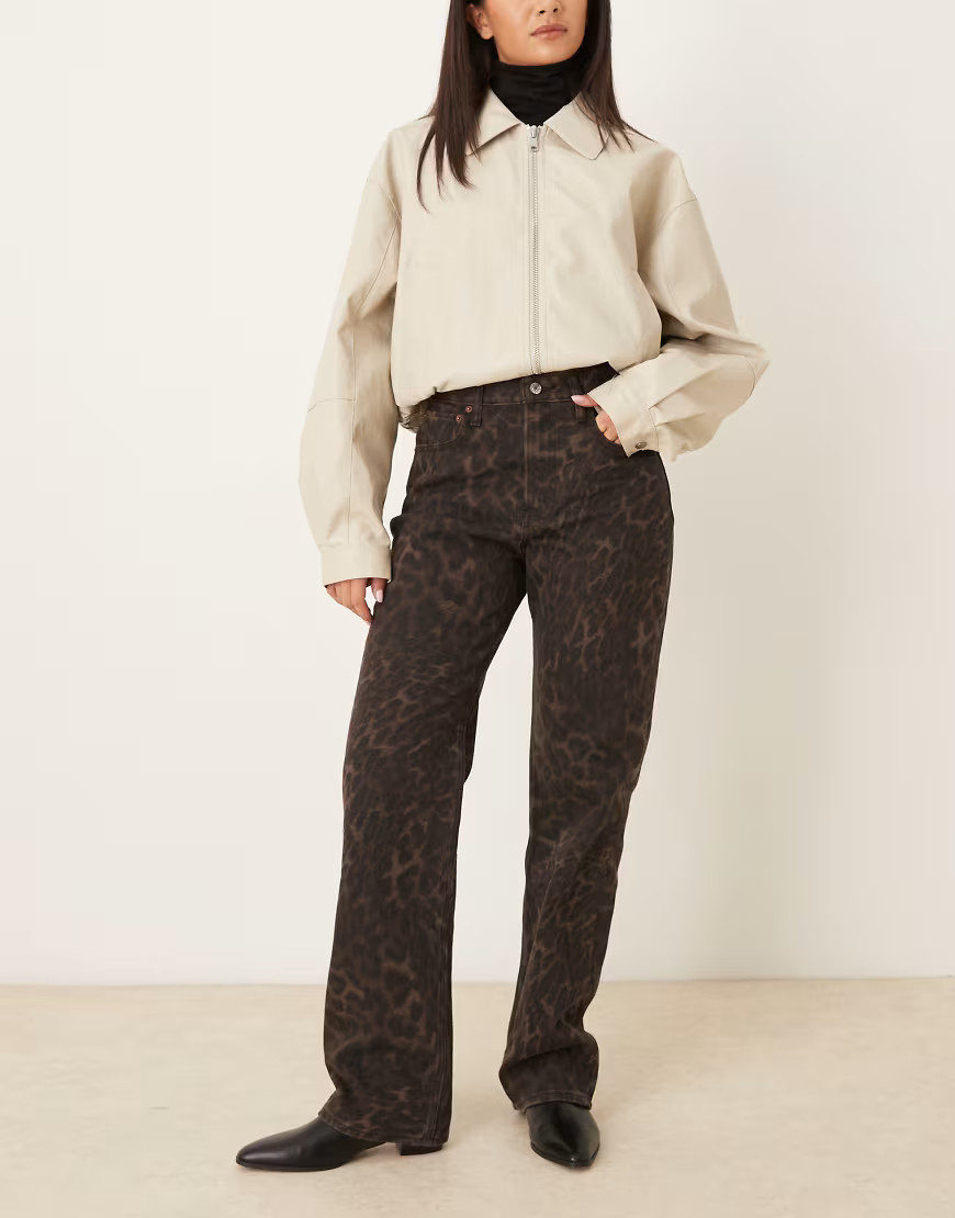 Abercrombie & Fitch curve love relaxed 90s fit jeans in chocolate cheetah print-Brown | ASOS (Global)