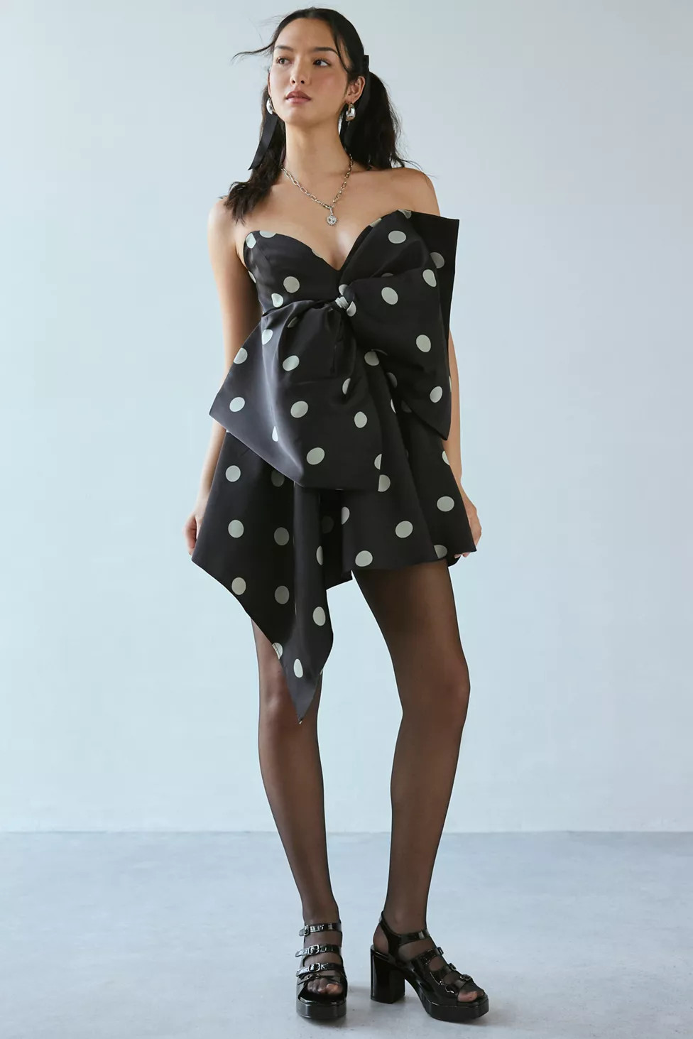 Bardot Brydie Bow Front Polka Dot Mini Dress | Urban Outfitters (US and RoW)