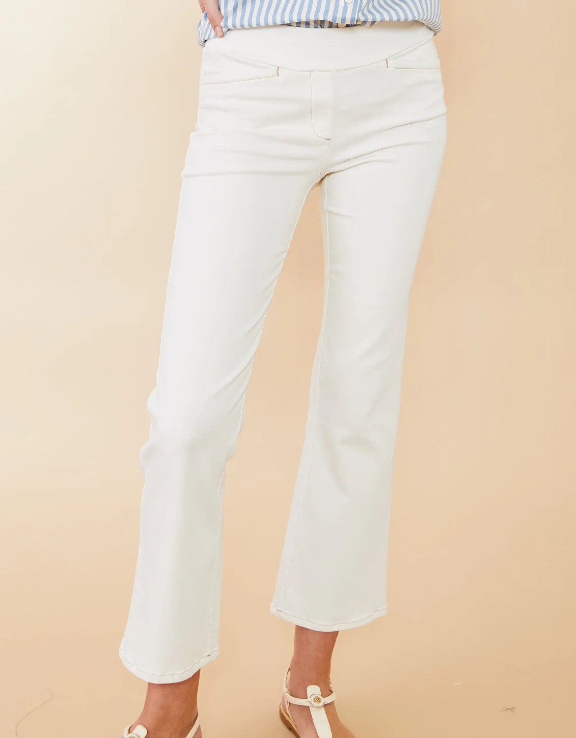 Maren Kick Flare Jean Pearl White | Spartina 449