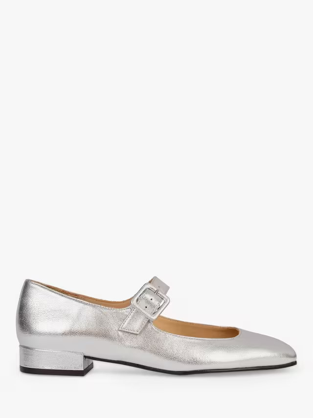 Penelope ChilversLeather Mary Jane Shoes, Silver | John Lewis (UK)