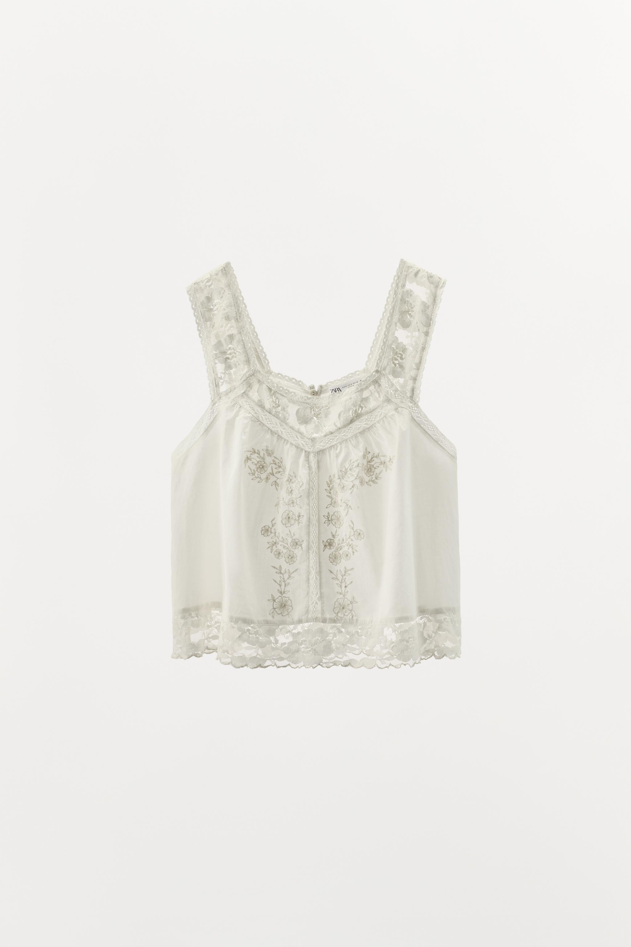 LIMITED EDITION EMBROIDERED LACE STRAPPY TOP | Zara UK