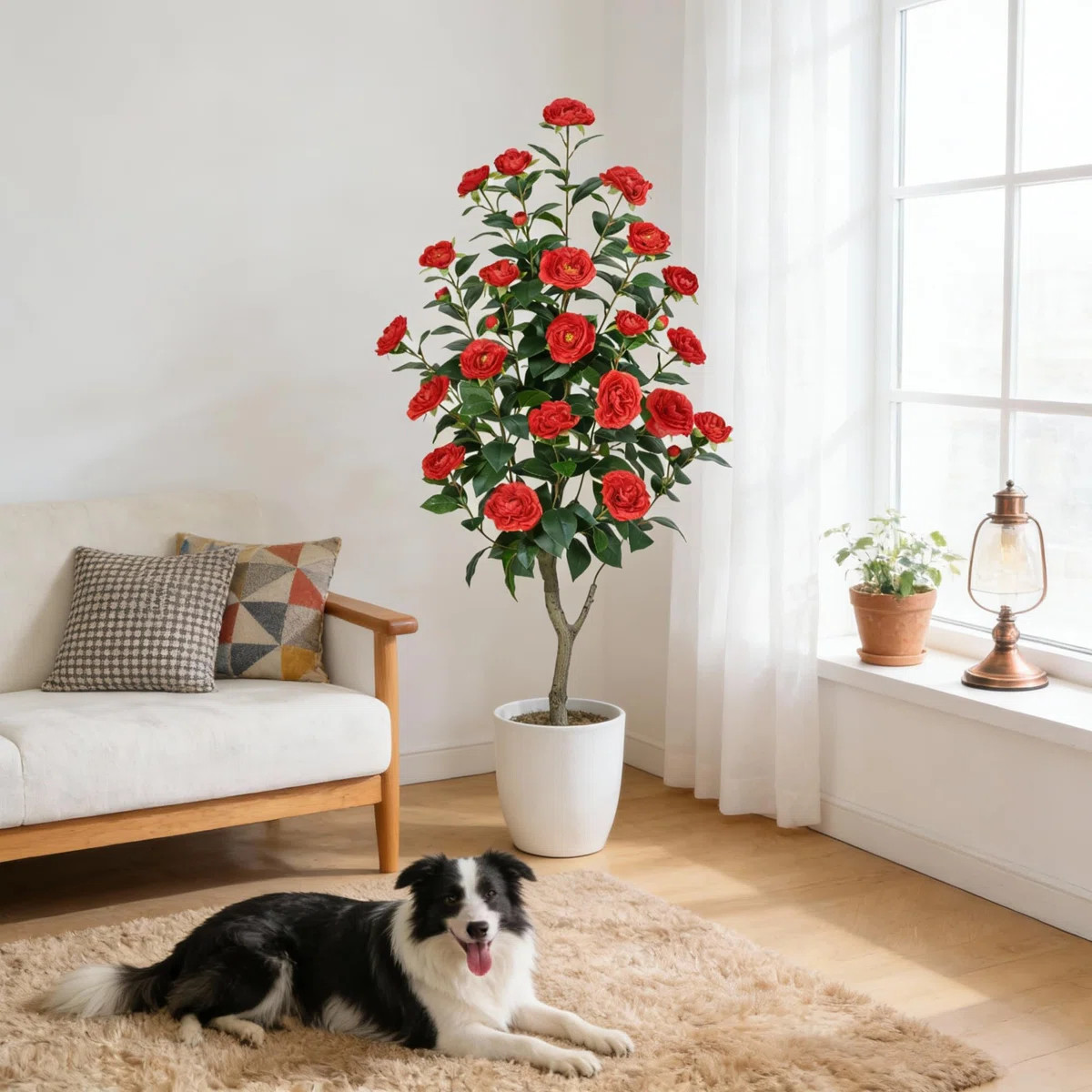 4FT Artificial Camellia Tree with Silk Flowers, Lifelike Faux Plant for Home, Office, Living Room... | Wayfair North America