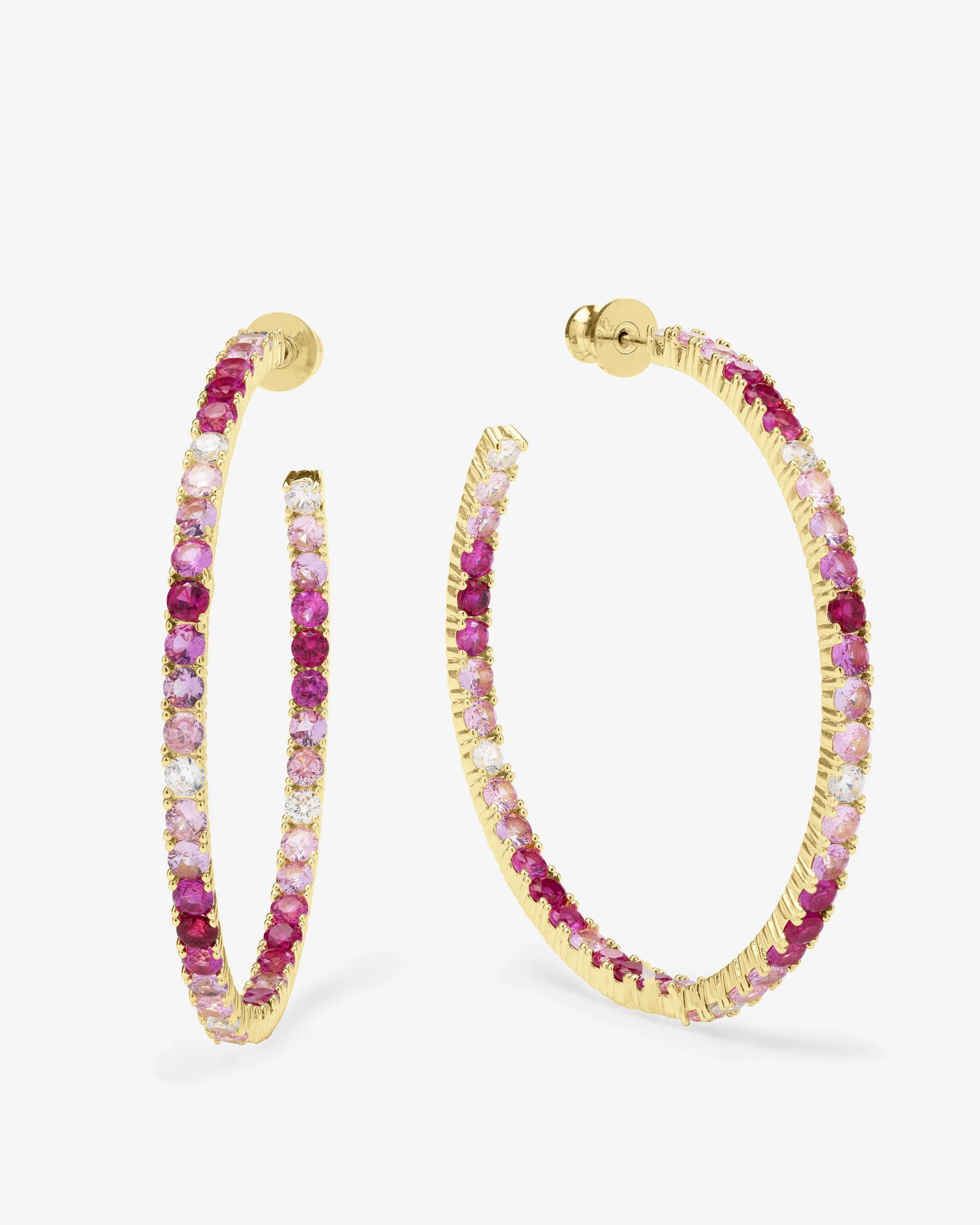 Heiress Ombré Hoops 2" - Gold|Pink Sapphire Ombré | Melinda Maria Jewelry