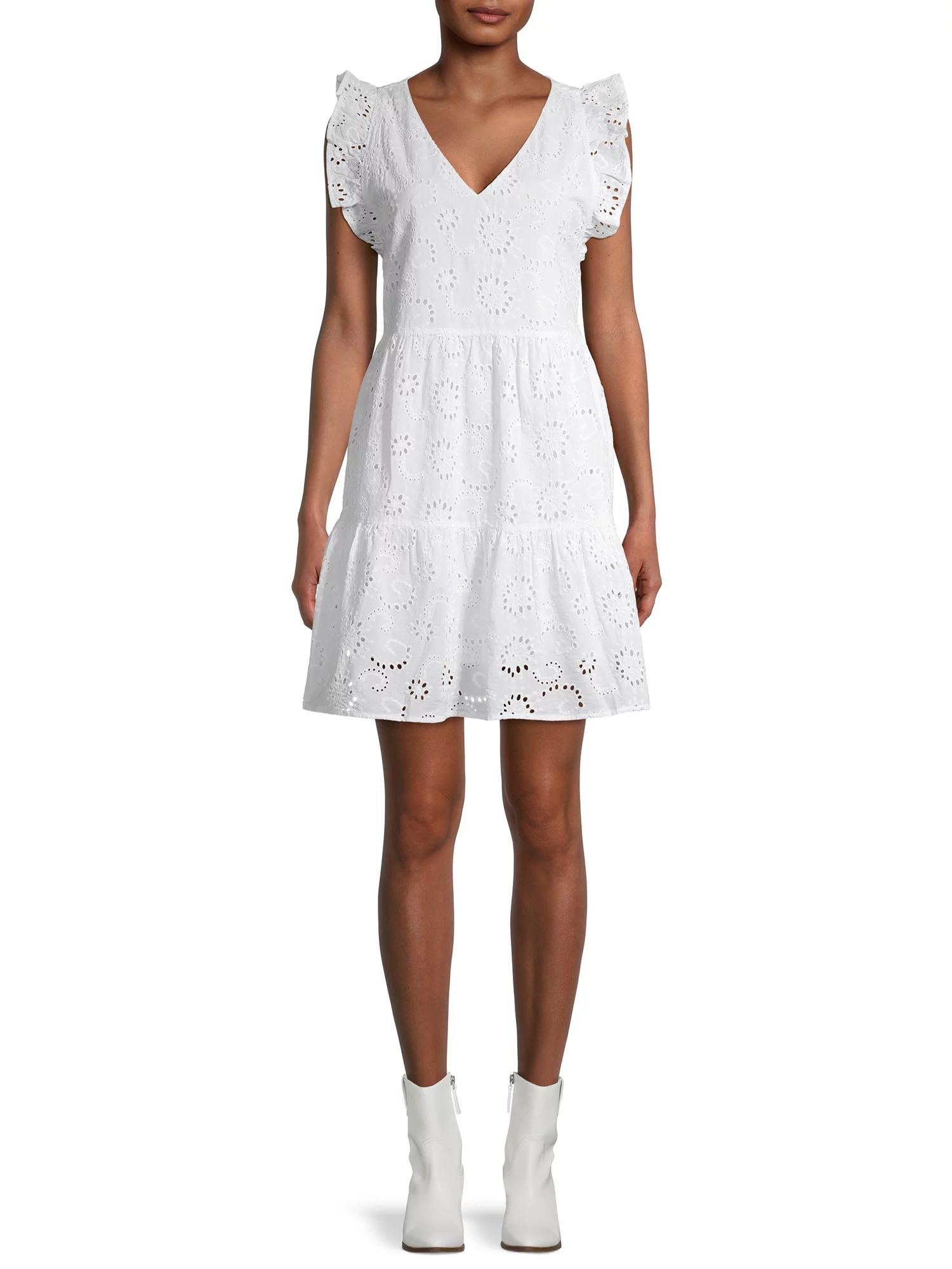 Time and Tru Women's Flutter Sleeve Dress - Walmart.com | Walmart (US)