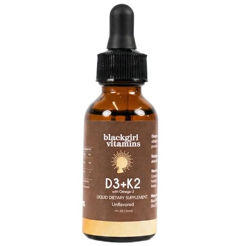 Black Girl Vitamins Vitamin D3 K2 Drops (125mcg Each) with Omega 3 – Liquid D3 K2 (MK7) Daily Supplement, Concentrated Unflavored Drops, Vegan (30-Day Supply) | Amazon (US)