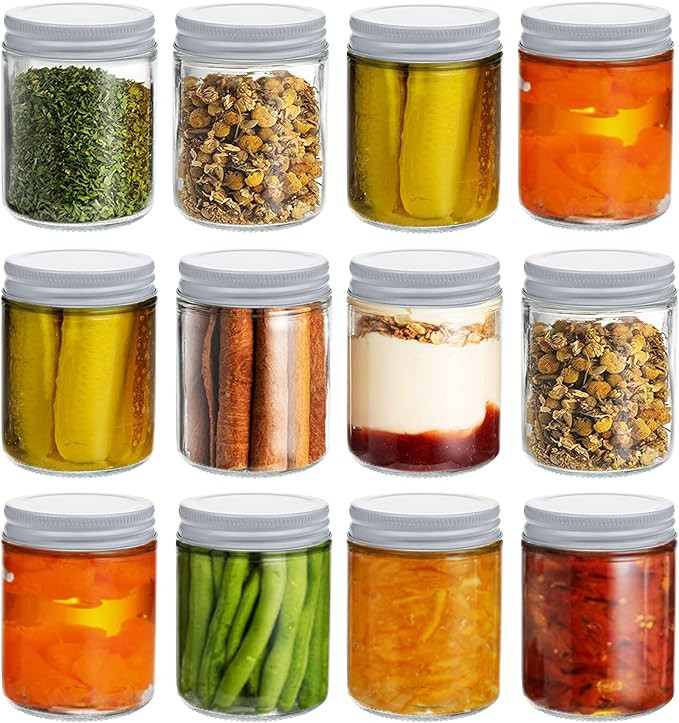Suwimut 12 Pack Glass Mason Canning Jars, 9 oz Straight Sided Clear Glass Mason Jars, Regular Mou... | Amazon (US)