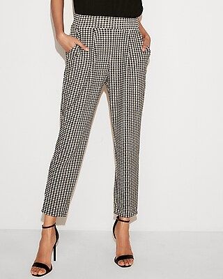 Express Womens Mid Rise Gingham Pull-On Ankle Pant | Express