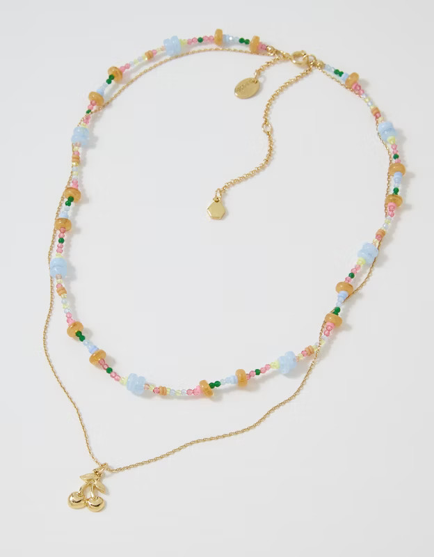 Aerie Multi Bead And Charm Necklace 2-Pack | Aerie