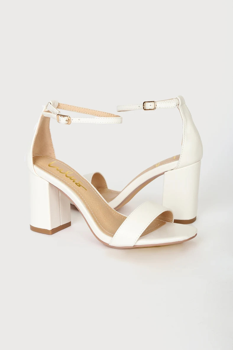 Arylee White Ankle Strap Heels | Lulus
