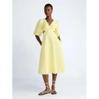 Scoop Women's Eyelet Cutout Cotton Midi Dress, Sizes 0-18 | Walmart (US)