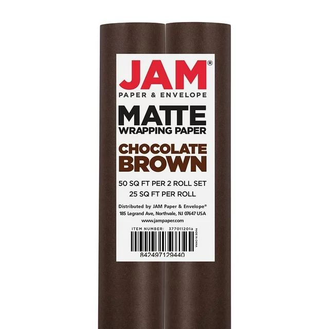 JAM Chocolate Brown Paper Matte Gift Wrap Papers, (2 Rolls) 25.5 sq ft. | Walmart (US)