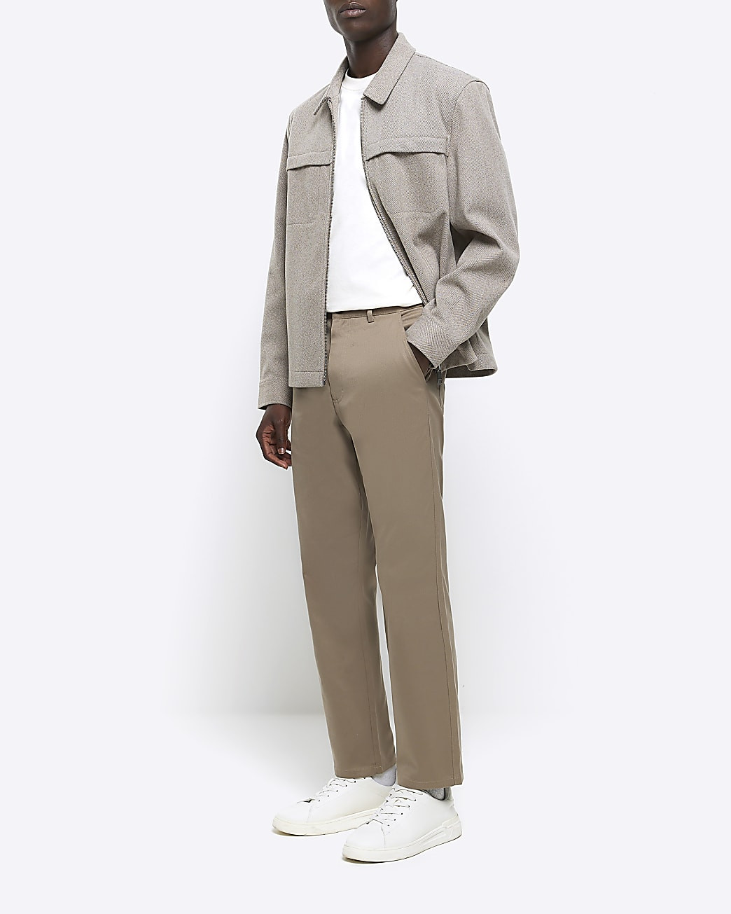 Beige slim straight fit smart trousers | River Island (UK & IE)