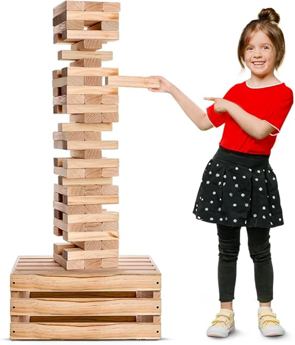 SWOOC Games - Premium Giant Tower Game | 60 Blocks + Storage Crate/Outdoor Table | Stacks up to 5... | Amazon (US)