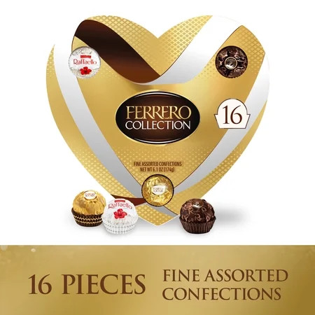 Ferrero Collection Valentine's Day Heart Gift Box, 16 Assorted Hazelnut, Dark Chocolate and Coconut Treats, 6.1 oz | Walmart (US)