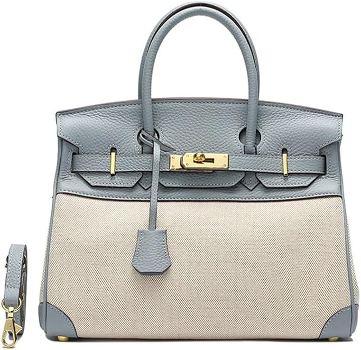 Top Handle Bag for Women,Leather and Canvas Tote Bag, Casual Crossbody Purses, Hobo Bag, Adjustab... | Amazon (US)