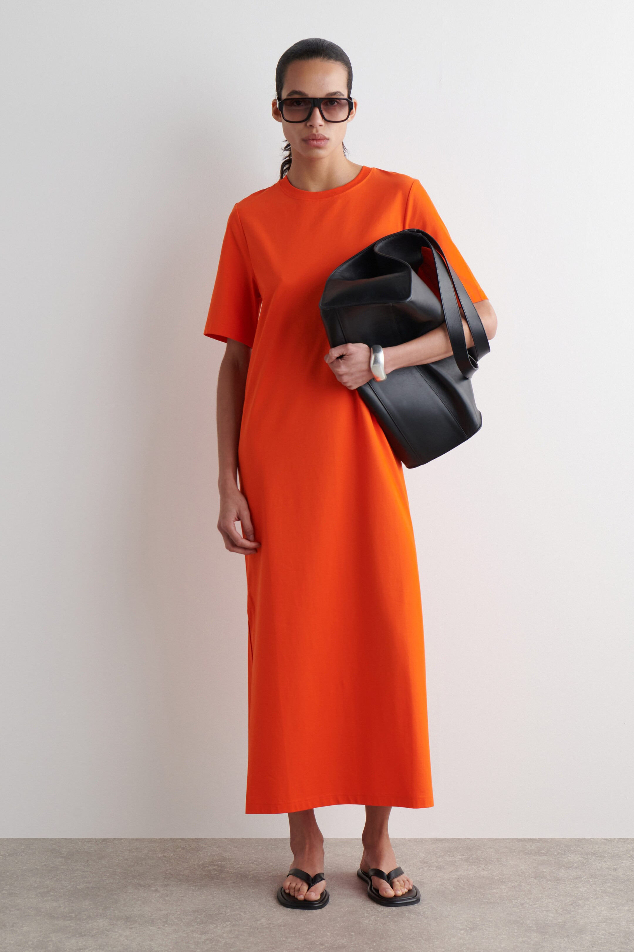COTTON MIDI T-SHIRT DRESS - ORANGE | COS UK