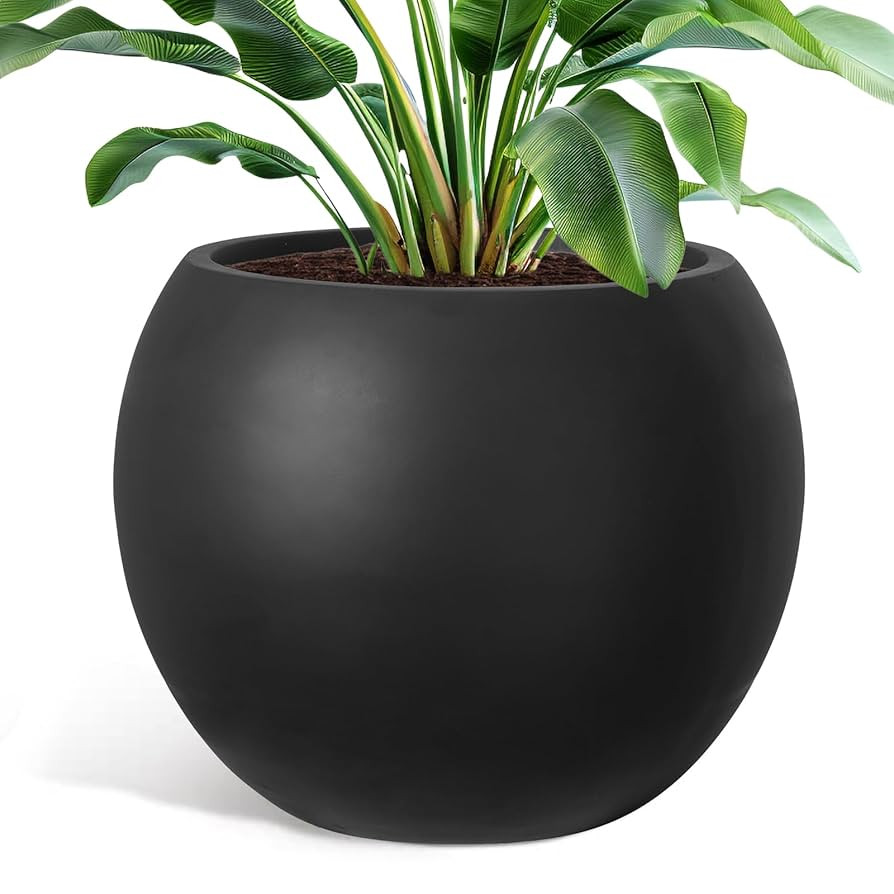 YOLENY 17.7'' Dia Large Round Planter with Drainage Hole, Sphere Planter Outdoor Indoor Plant Flo... | Amazon (US)