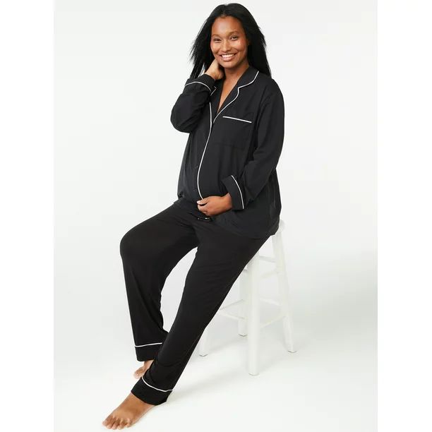 Joyspun Women's Maternity Sleep Set, 2-Piece, Sizes up to 3X - Walmart.com | Walmart (US)