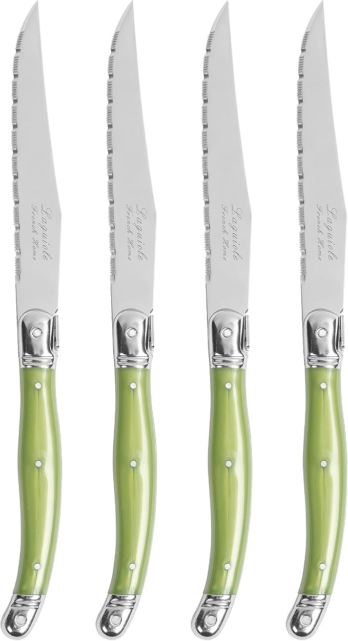Laguiole 4-Piece Steak Knife Set – Sophisticated Stainless Steel Dinner Knives with Spring Gree... | Amazon (US)
