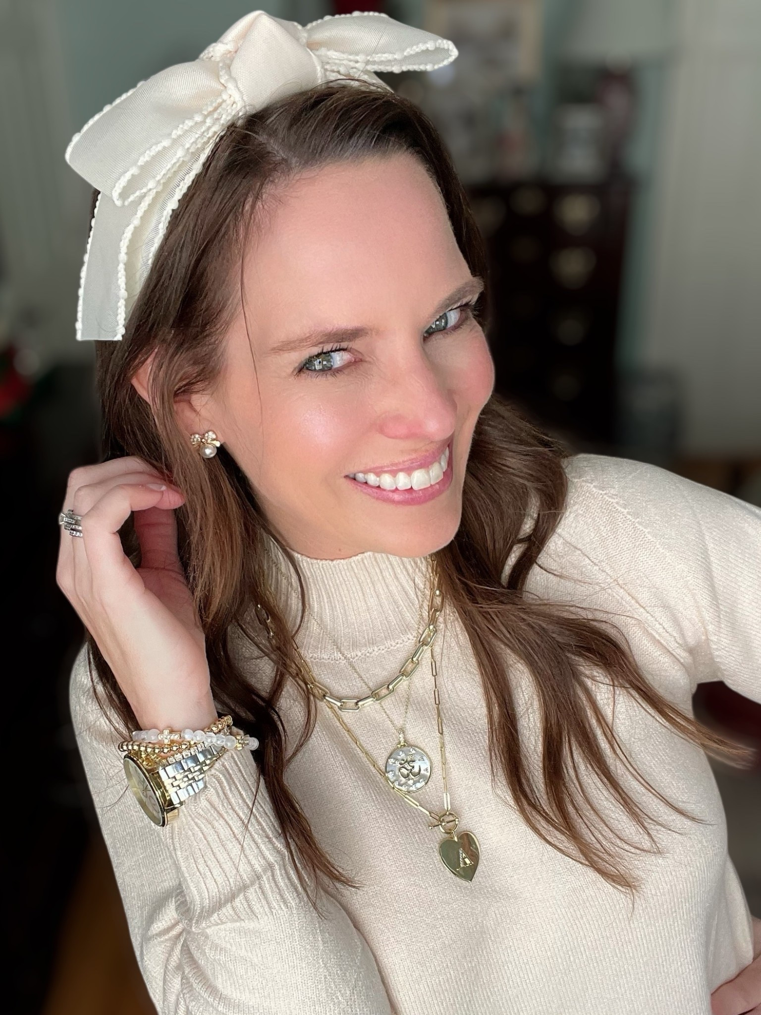 Cozy Winter Neutrals for the Holidays 🤍✨

The sweetest neutral winter outfit — soft, comfy, and so feminine for the season. This turtleneck tulle mini dress pairs perfectly with my cable sweater tights and the coziest knee-high wool boots for a dressed-up but still snuggly holiday look. I added a simple bow headband and my everyday jewelry stack to keep everything classic and polished.

My BaubleBar bracelets are still only $10 right now (usually $30–$45!) and make the perfect stocking stuffers or teacher gifts. The gold pearl-link watch is one of my most-worn pieces and elevates any outfit, even a cozy one like this. Soft textures, creamy tones, and a little sparkle — such an easy winter outfit formula.

Holiday styling inspo: neutral winter outfit, cozy holiday look, Amazon sweater dress, cable sweater tights, knee-high boots, feminine neutral outfit, $10 BaubleBar bracelets, stocking stuffer jewelry, gold watch stack, soft glam holiday style, winter neutrals aesthetic.

#LTKHome #LTKGiftGuide #LTKCyberWeek

#LTKHoliday #LTKCyberWeek #LTKGiftGuide