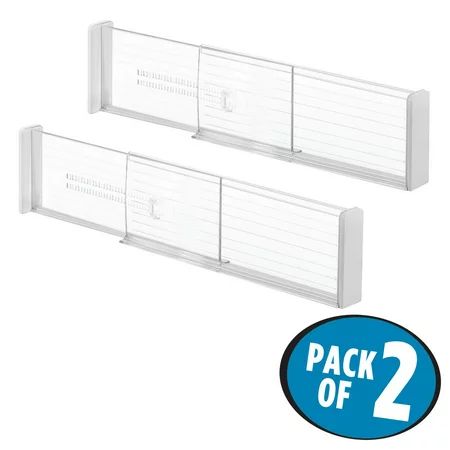 InterDesign Linus BPA-Free Plastic Set of 2 Adjustable Drawer Cabinet Organizer Clear | Walmart (US)