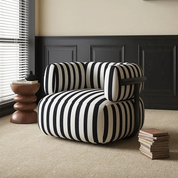 Zebra Striped Oversized Accent Chair with Fixed Back - Bed Bath & Beyond - 43325461 | Bed Bath & Beyond