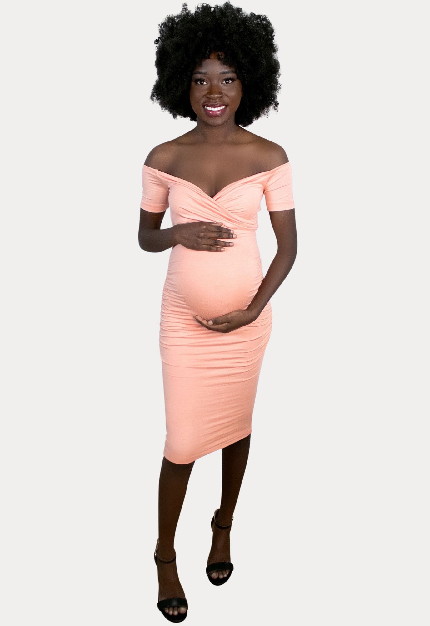 Off the Shoulder Ruched Pregnancy Dress - Sexy Mama Maternity | Sexy Mama Maternity