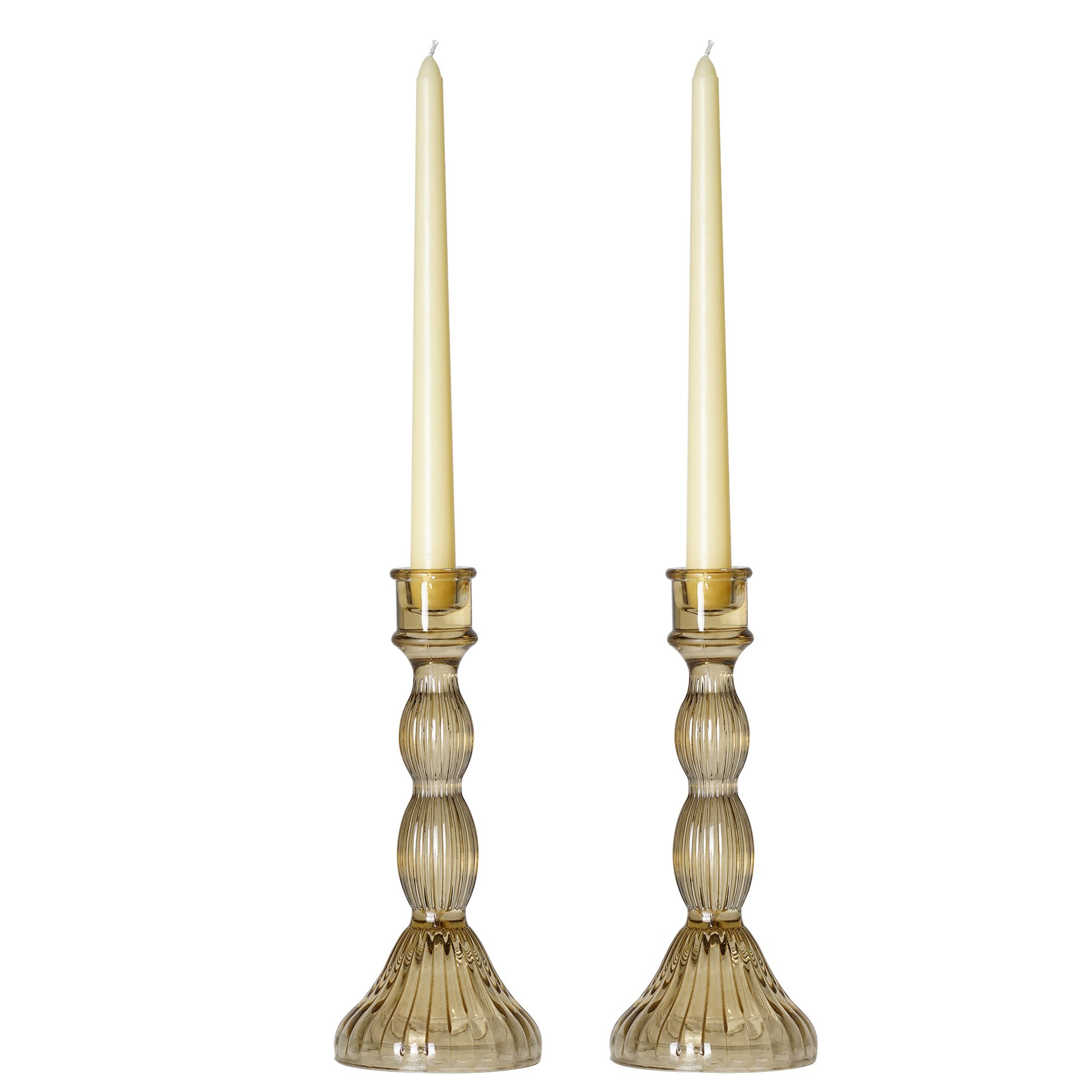 Crystal Art Gallery Traditional Glass Candle Stick Holder Set of 2, Neutrals | Walmart (US)