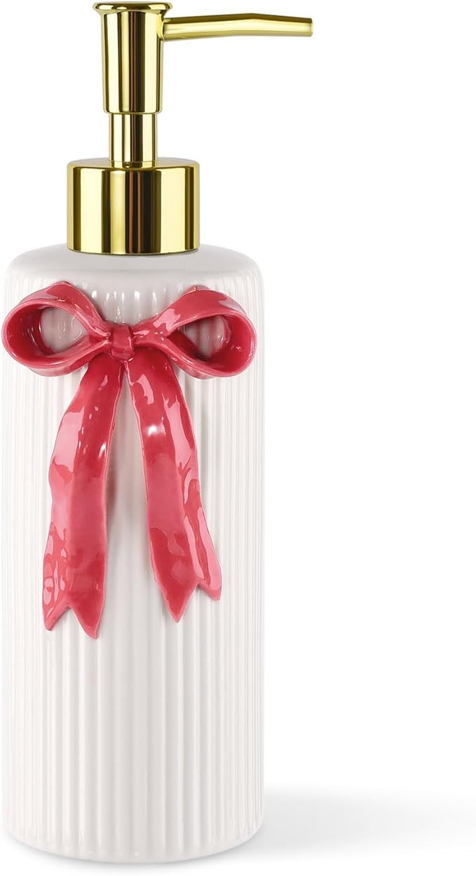 NEWHENGS Handmade Ceramic Bow Soap Pump Dispenser Hand Lotion Liquid Dispenser Refillable for Kit... | Amazon (US)