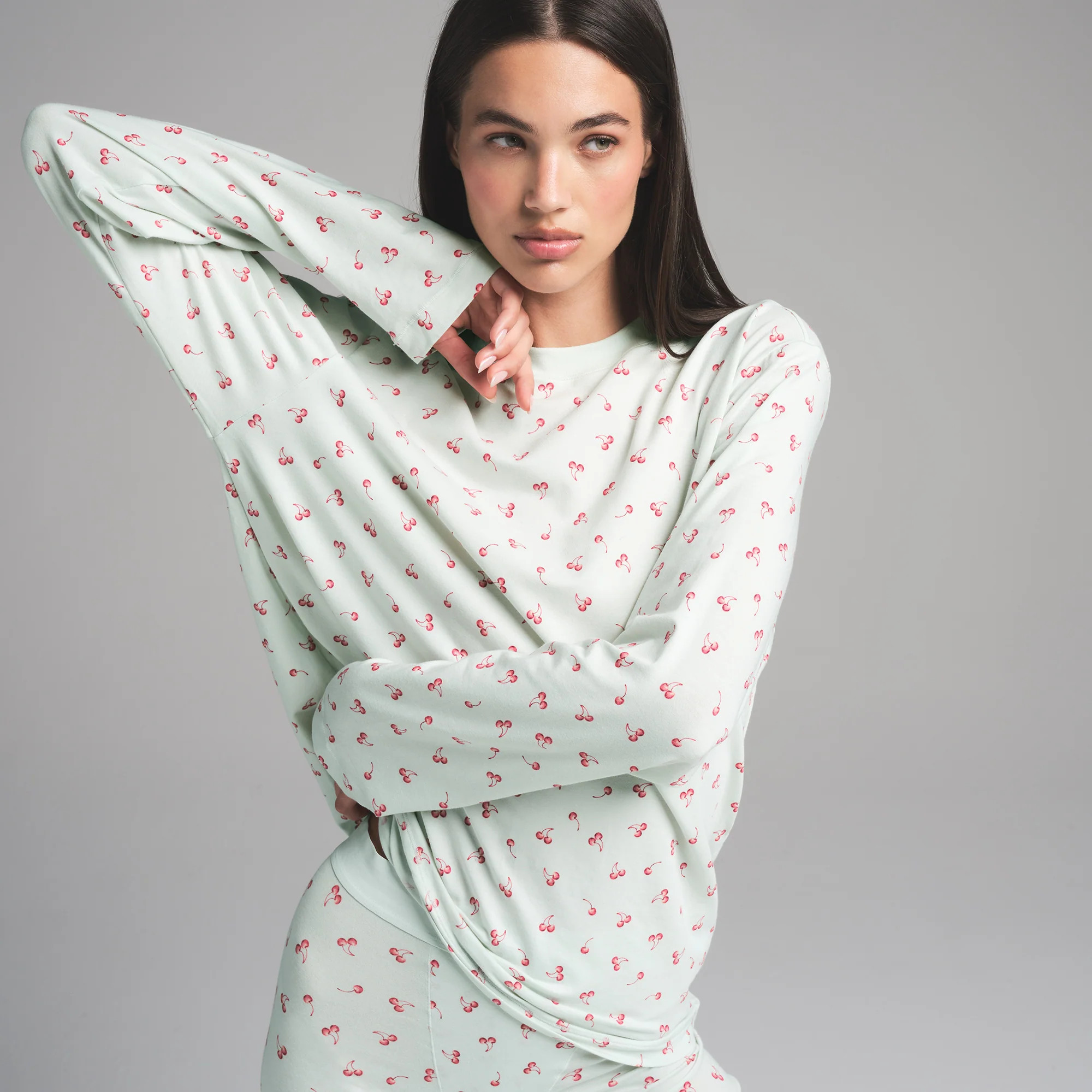 SKIMS Long Sleeve And Boxer Set | Blue | Medium | Boyfriend | SKIMS (US)