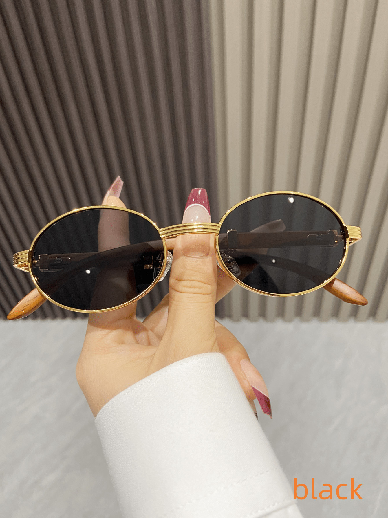 1pc New Retro Wood Grain Pattern Oval Sunglasses Unisex Fashionable Shades For Men And Women | SHEIN