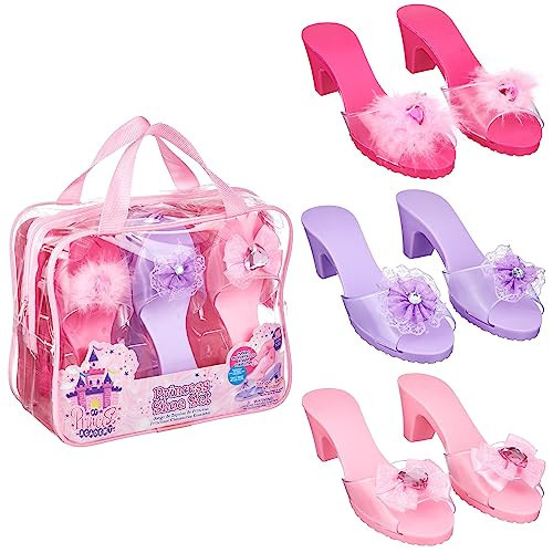 3-Pack Princess Shoe Set - Dress Up Royalty Kids Heels Slip On Shoes - Pastel Colored Princess Dress Up Shoes, Pretend Play High Heels For Kids - Fits Toddler Size 7-10 | Amazon (US)