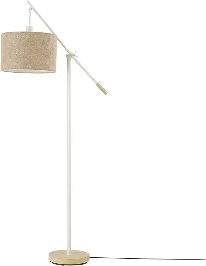Globe Serena 66" Floor Lamp, Matte White, Faux Wood Accents, Jute Shade, Dimmable Rotary Switch o... | Amazon (US)