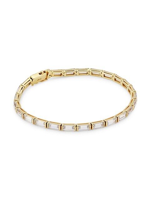 Complement 18K Goldplated Baguette-Cut Cubic Zirconia Tennis Bracelet | Saks Fifth Avenue
