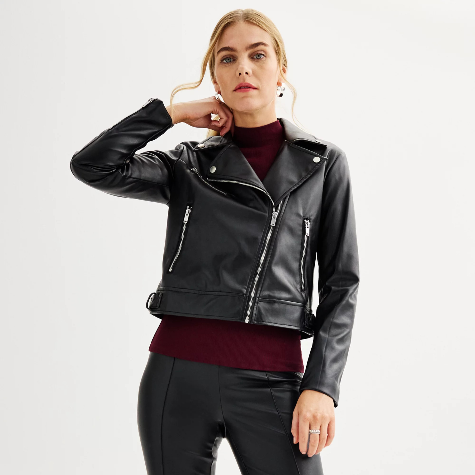 Women's Nine West Buckle Moto Jacket | Kohl's