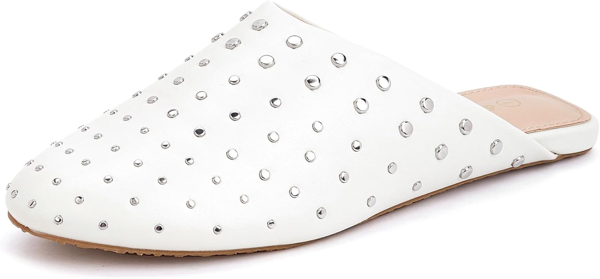 LUCKY STEP Women's Rivet Mules Flats Closed Toe Leather Fashion Slippers Sparkly Comfortable Back... | Amazon (US)