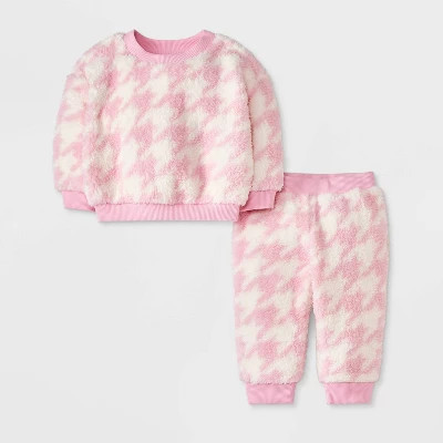 Baby Shearling Top & Bottom Set - Cat & Jack™ Light Pink 0-3M | Target