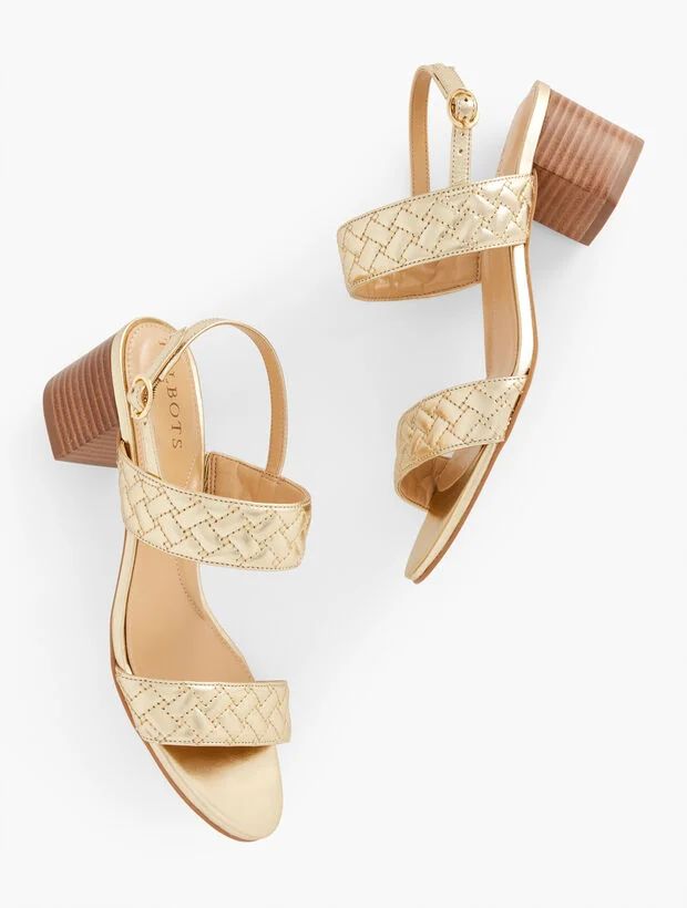 Mimi Quilted Leather Sandals - Metallic | Talbots