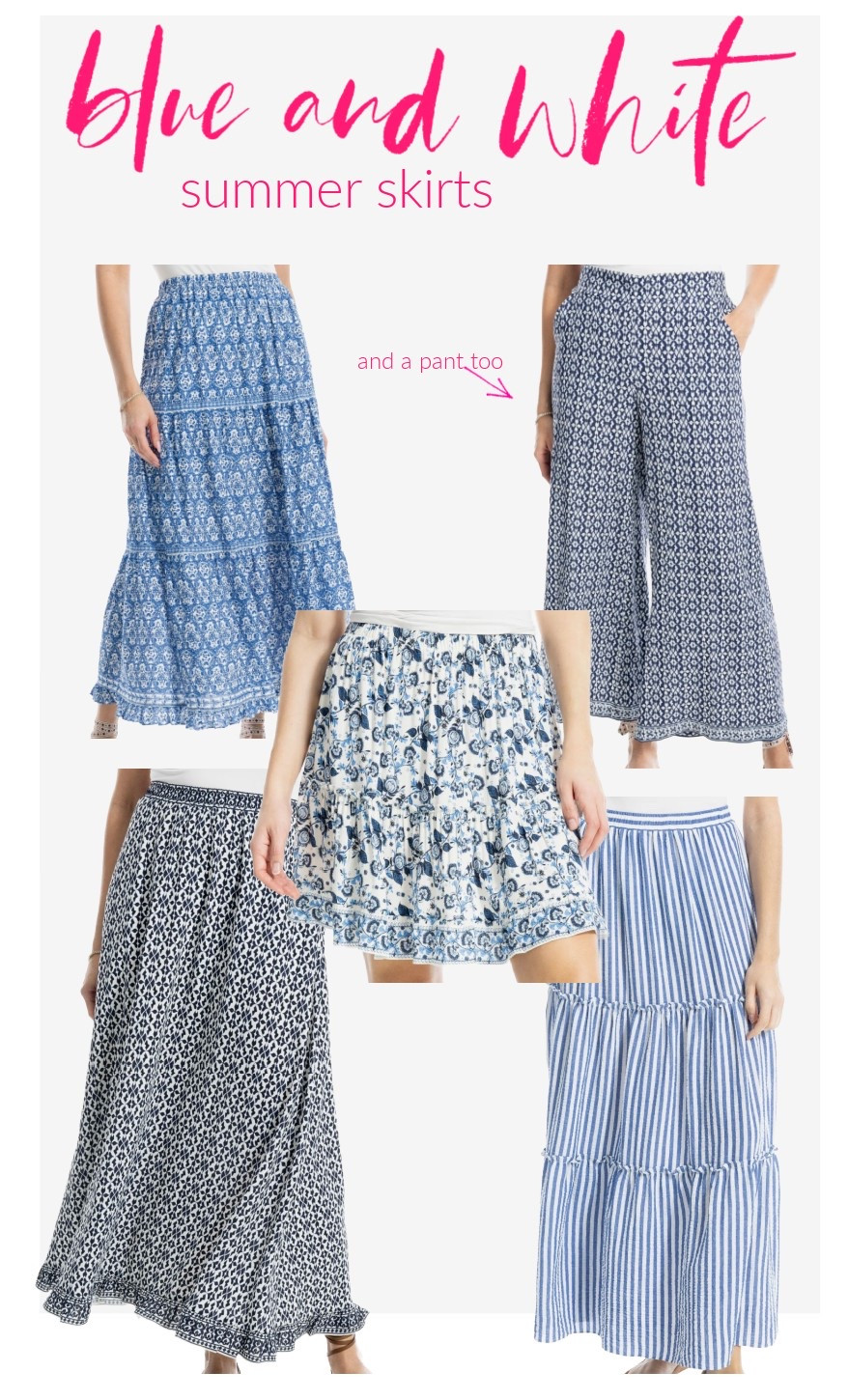 The cutest blue and white skirts from Max Studio and Nordstrom Rack! 