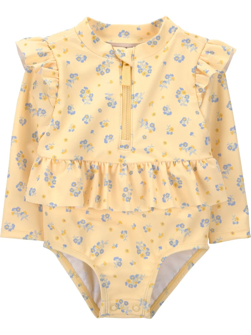 Carter's Child of Mine Baby Girl Rash Guard Swimsuit, One-Piece, Sizes 0/3-12 Months | Walmart (US)